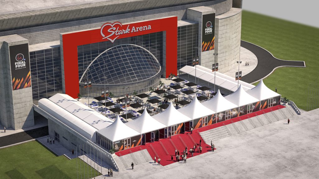 3D render of hospitality area of Euroleague Final Four at Stark Arena in Belgrade