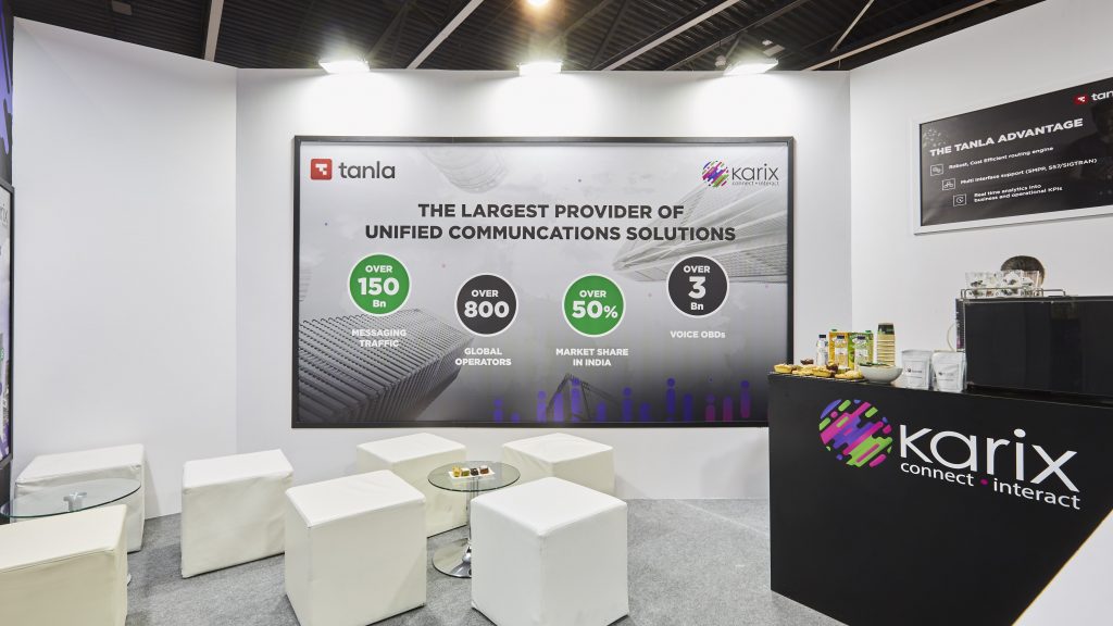 Karix booth at MWC 2019 - upstairs lounge area