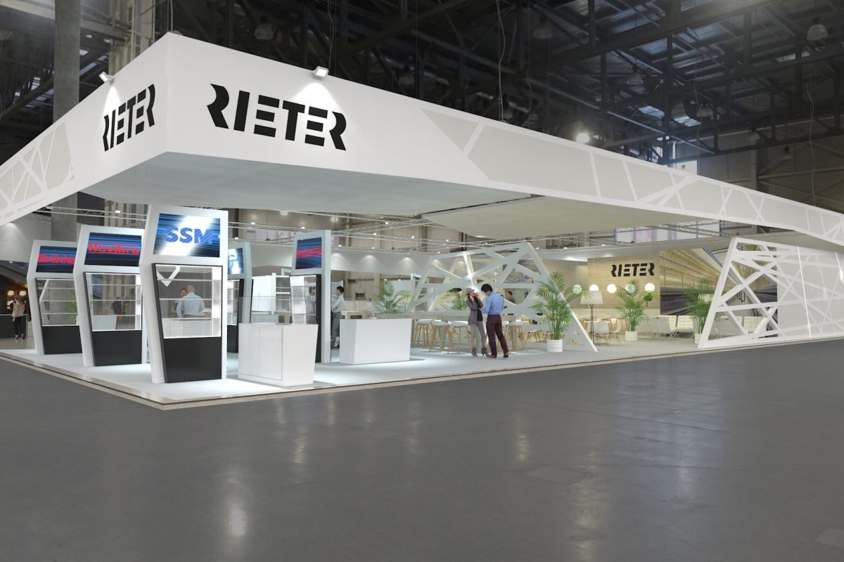 ITMA 2019 Barcelona - stand design - 3D render - Rieter
