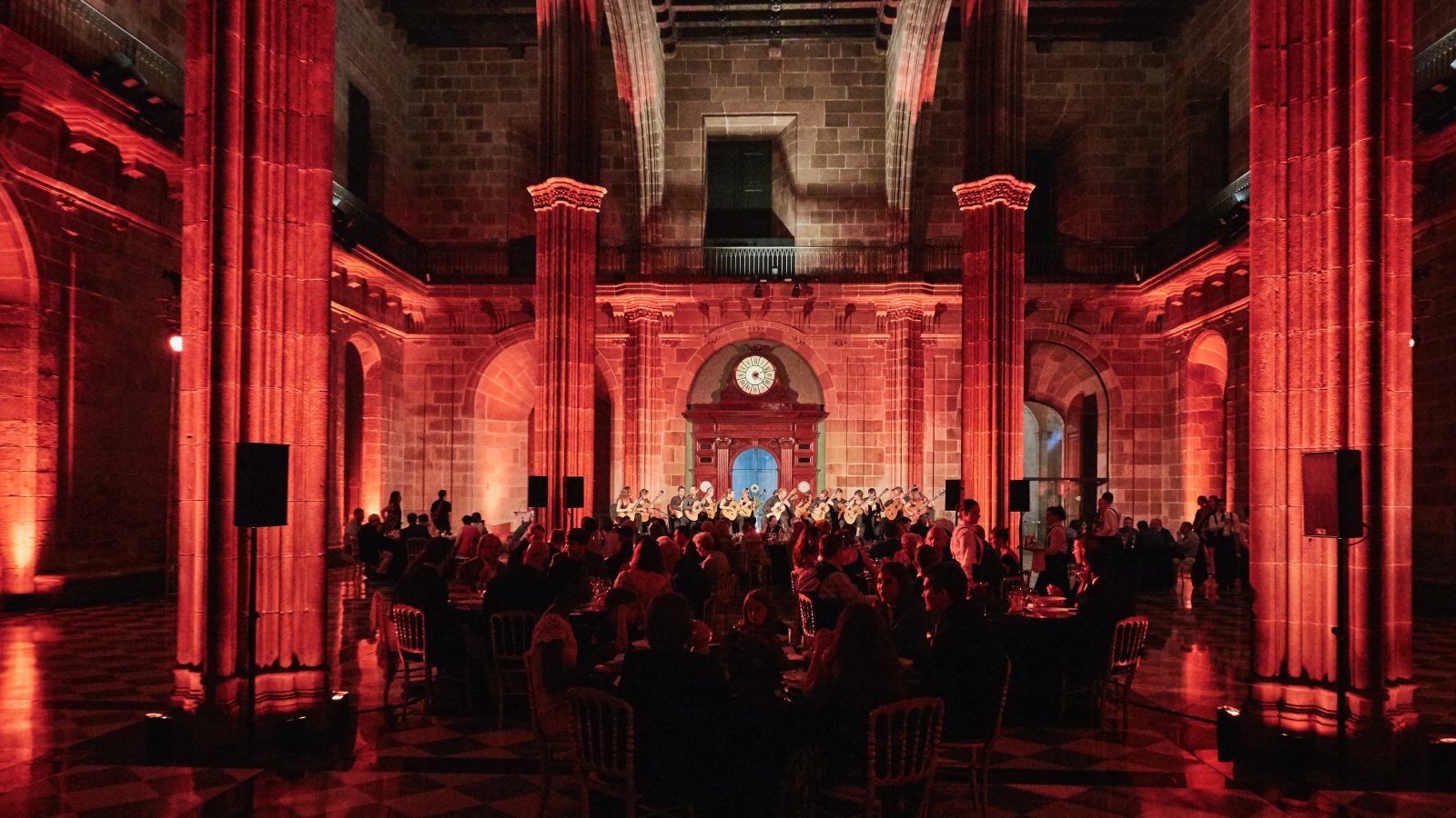 Barcelona classy venue for events with red lighting setup