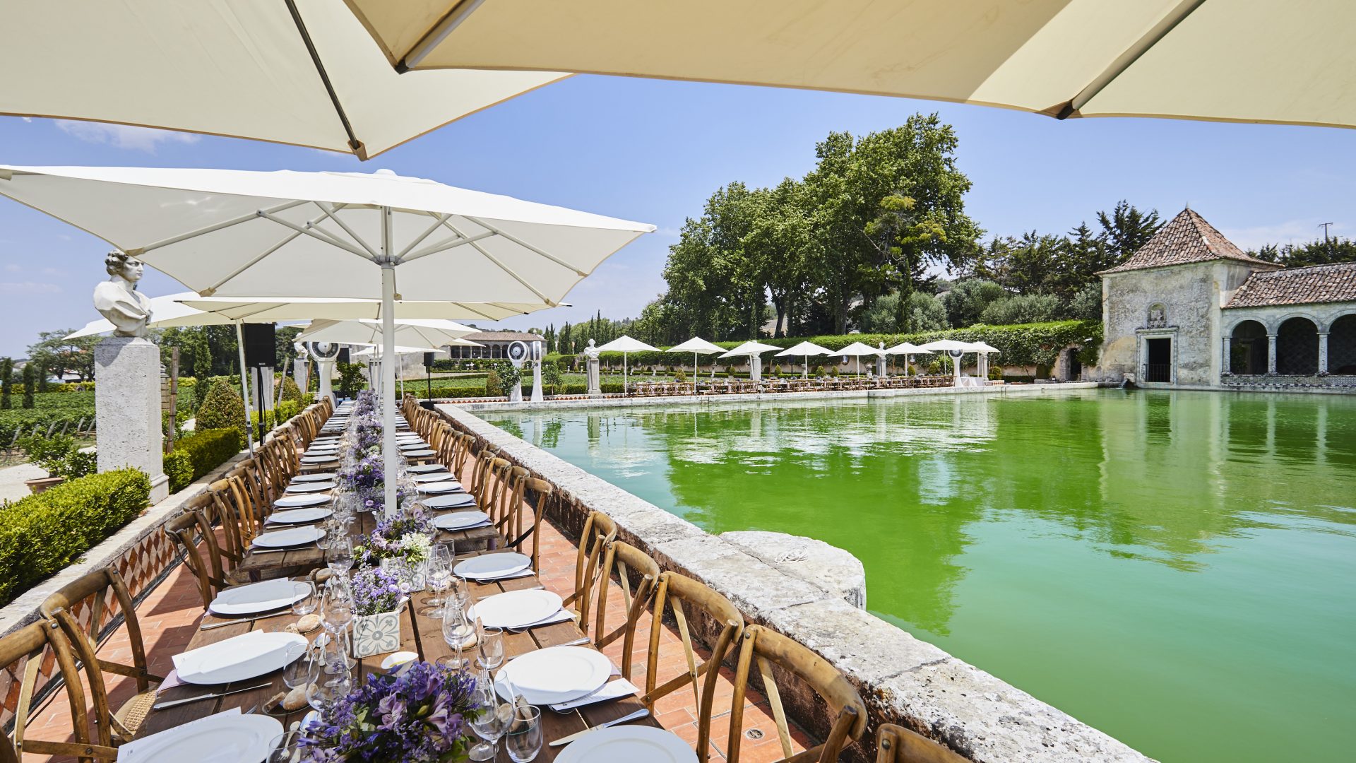 Corporate lunch setup - outdoor winery event venue in Lisbon